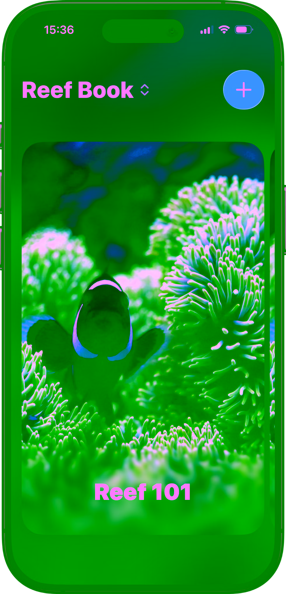 Reef Book curated wallpaper gallery with multiple aquarium photographs arranged in a grid.